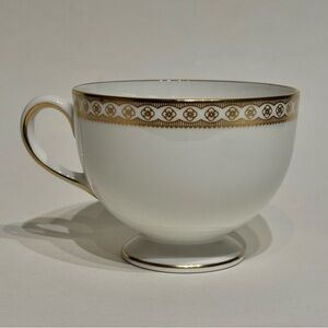 Set of 2 Wedgwood Ulander Gold Bone China Footed Tea Cups Crafted in England